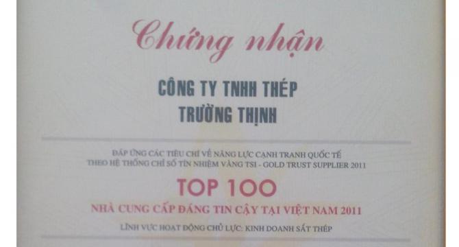 Công ty Thép Trường Thịnh đạt chứng nhận 